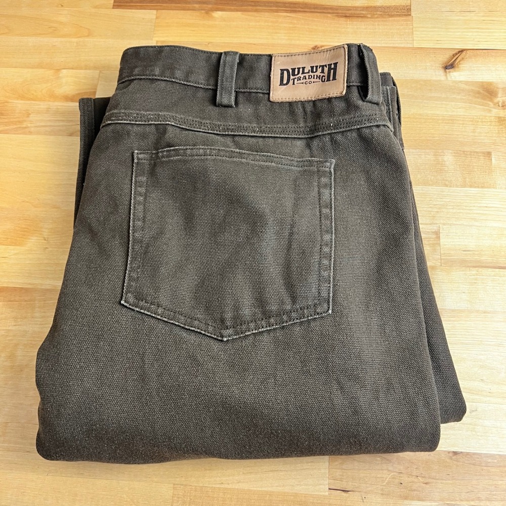 Duluth Trading Co Mens 44x32 Brown 100% Cotton Canvas Work Pants‎ Gusseted